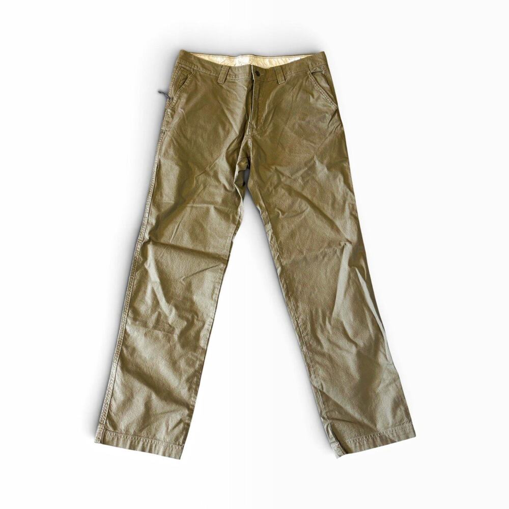 Columbia Men's Green Canvas Cotton Blend Pants Regular Fit Straight Leg 34"